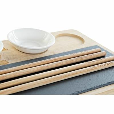 Sushi set DKD Home Decor PC-186227 Wit Zwart Natuurlijk Bamboe Raad van bestuur Modern Orientaals 28,5 x 18,5 x 2,6 cm (9 Onderd