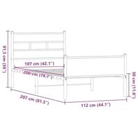Bedframe zonder matras bewerkt hout bruin eikenkleur 107x200 cm - thumbnail