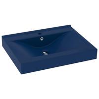 VidaXL Wastafel met kraangat 60x46 cm keramiek mat donkerblauw - thumbnail