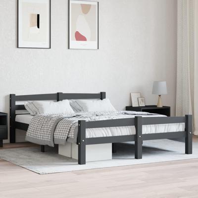 Bedframe massief grenenhout donkergrijs 120x200 cm