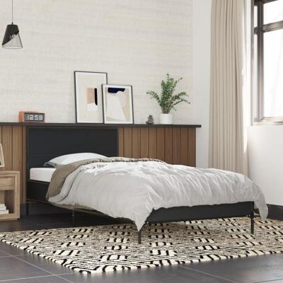 Bedframe bewerkt hout en metaal zwart 75x190 cm