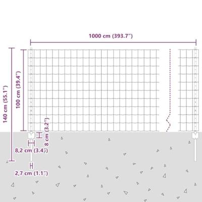 VidaXL Hek met paal groen 1 x 10 m staal en pvc