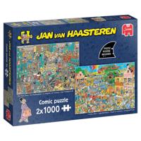 Jumbo Jan van haasteren legpuzzel - muziekwinkel en vakantiekriebels, 2x1000st. - thumbnail