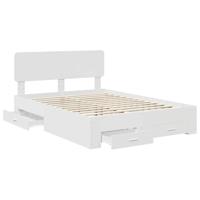 Bedframe met hoofdeinde met lade Wit 140 x 200 cm Bewerkt hout - thumbnail