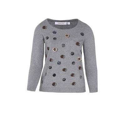 Paprika fijngebreide trui met all over print en pailletten grijs Paprika fijngebreide trui met all over print en pailletten grijs