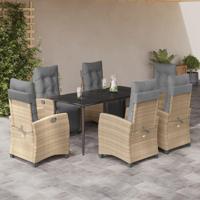 7-delige Tuinset met kussens poly rattan gemengd beige - thumbnail