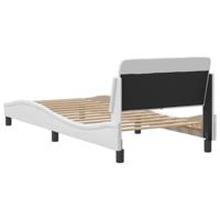 Bedframe met hoofdbord kunstleer wit 90x200 cm - thumbnail