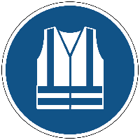 Veiligheidsjas met verhoogde zichtbaarheid verplicht gebods- Ø 150 mm - Sticker - thumbnail