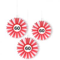 Honeycomb waaier 60 jaar 3 stuks - thumbnail