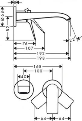 Hansgrohe Wastafelmengkraan Vivenis 2-gats Wandkraan 19.5 cm Mat Wit