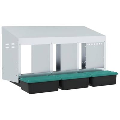 Kippennestkast 3 compartimenten wandmontage gegalvaniseerd staal