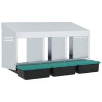 Kippennestkast 3 compartimenten wandmontage gegalvaniseerd staal - thumbnail