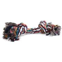 Flossytouw gekleurd met 2 knopen hondenspeelgoed - 125 gram - thumbnail