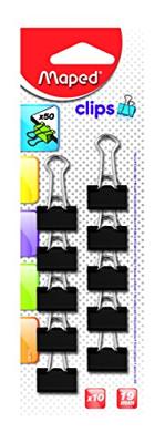 Maped foldbackclip klein model, 19 mm, ophangdoosje van 10 stuks, zwart of assorti