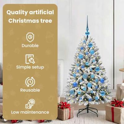 Kunstkerstboom met 150 LED Groen en Wit 120 cm PVC en Metaal