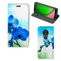 Motorola Moto G7 Play Smart Cover Orchidee Blauw - Cadeau voor je Moeder - thumbnail