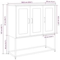 Dressoir 100,5x39x107 cm koudgewalst staal mosterdgeel - thumbnail