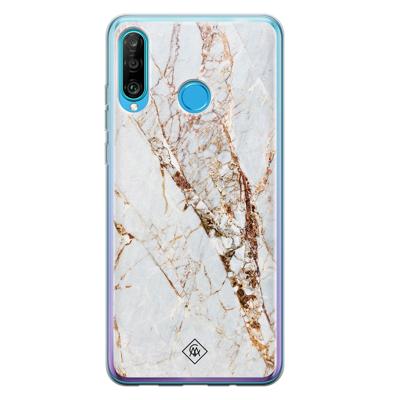 Huawei P30 Lite siliconen hoesje - Marmer goud Huawei P30 Lite siliconen hoesje - Marmer goud
