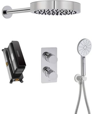 Ben Engraved Cross inbouw regendoucheset met 4 straalsoorten Ø25cm chroom