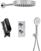 Ben Engraved Cross inbouw regendoucheset met 4 straalsoorten Ø25cm chroom - thumbnail