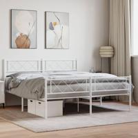 Bedframe met hoofd- en voeteneinde metaal wit 140x200 cm - thumbnail