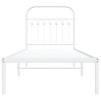 Bedframe met hoofdbord zonder matras metaal wit 75x190 cm - thumbnail