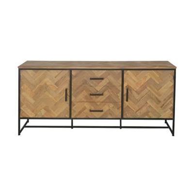 Livingfurn Dressoir 'Accent' Visgraat Teak en staal, 180cm