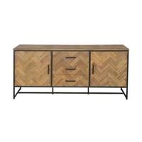 Livingfurn Dressoir 'Accent' Visgraat Teak en staal, 180cm - thumbnail