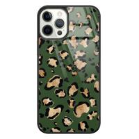 iPhone 12 Pro glazen hardcase - Luipaard groen - thumbnail