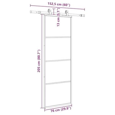 Schuifdeur met beslagset 76x205 cm ESG glas zwart