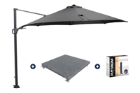 GI Hawaii zweefparasol 350 cm. - Donker grijs - met voet en hoes - thumbnail
