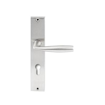 Hardbrass Deurkruk Naxos op rechthoekig langschild profielcilindergat 72mm - RVS Hardbrass Deurkruk Naxos op rechthoekig langschild profielcilindergat 72mm - RVS