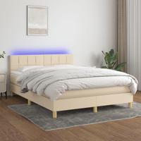 Boxspring met matras en LED stof crèmekleurig 140x190 cm - thumbnail