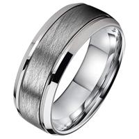 Zilverkleurige wolfraam heren ring Geborsteld Mat en Glans-22mm - thumbnail