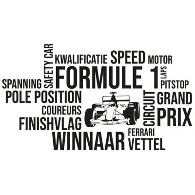 Formule 1 woord cloud, Vettel - Muursticker Formule 1 woord cloud, Vettel - Muursticker