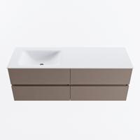 MONDIAZ VICA 140cm badmeubel onderkast Smoke 4 lades. Wastafel CLOUD links zonder kraangat, kleur Talc. - thumbnail