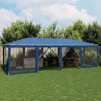 VidaXL Partytent met 12 mesh zijwanden 8x4 m hdpe blauw - thumbnail