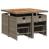 9-delige Tuinset met kussens poly rattan grijs - thumbnail