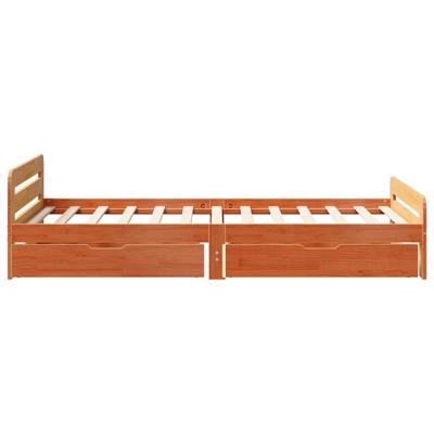 Bedframe zonder matras massief grenenhout wasbruin 200x200 cm