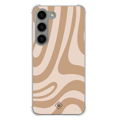 Samsung Galaxy S23 siliconen shockproof hoesje - Abstract swirl beige Samsung Galaxy S23 siliconen shockproof hoesje - Abstract swirl beige