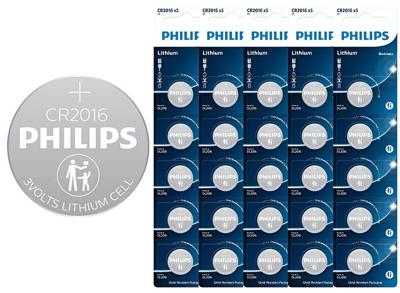 25 Philips CR2016 batterijen