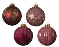 Kerstbal glas d8cm ossenbloed ass4 - 1 stuk - thumbnail