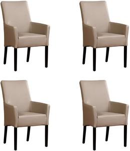 Set van 4 Taupe leren landelijke eetkamerstoelen Just - Toledo Leer Khaki (taupe leer)
