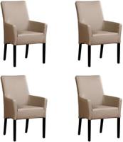 Set van 4 Taupe leren landelijke eetkamerstoelen Just - Toledo Leer Khaki (taupe leer) - thumbnail