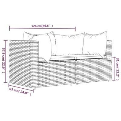 Tuinhoekbanken met kussens 2 st poly rattan bruin