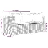 Tuinhoekbanken met kussens 2 st poly rattan bruin - thumbnail