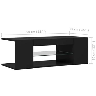 Tv-meubel met LED-verlichting 90x39x30 cm zwart