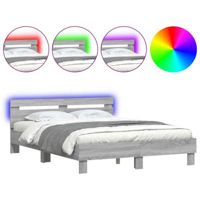 Bedframe met hoofdeinde en LED grijs sonoma eiken 200x200 cm