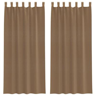Gordijnen voile met lussen 2 st 140x225 cm lichtbruin