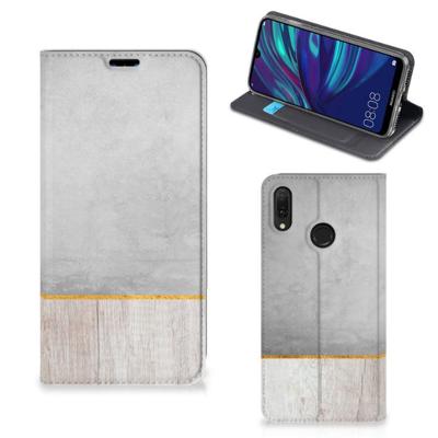 Huawei Y7 hoesje Y7 Pro (2019) Book | Wallet Case | Wood Concrete Huawei Y7 hoesje Y7 Pro (2019) Book | Wallet Case | Wood Concrete